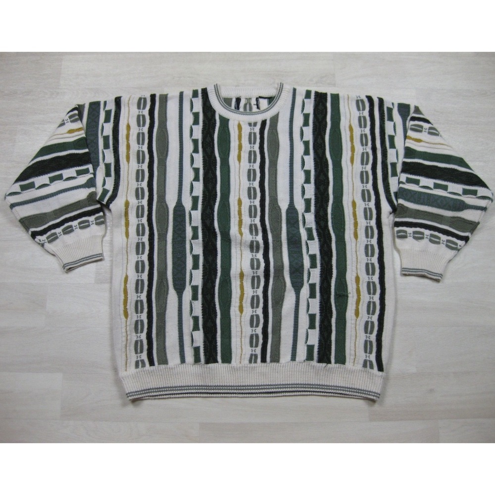 Vintage 90s 3D Knit Sweater Men's (XL) Coogi Style Dad Cosby Hip Hop Streetwear